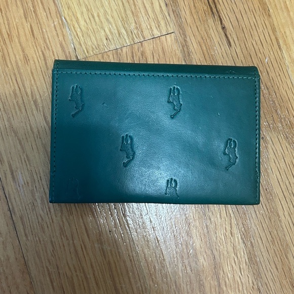 Polo by Ralph Lauren Green Leather Embossed Polo Player Card Holder - Picture 2 of 5